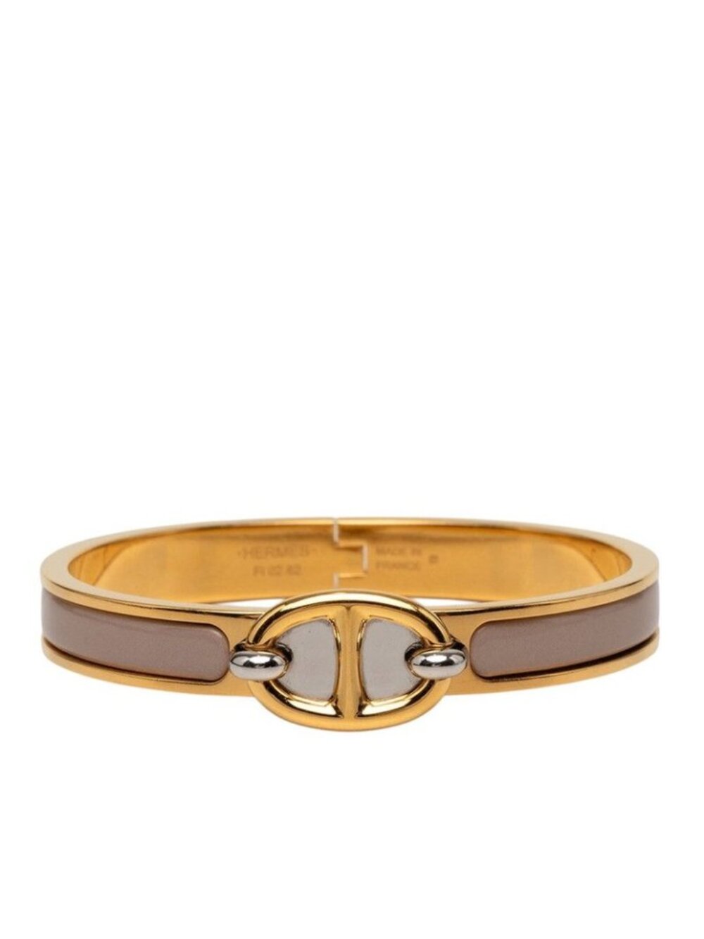 Hermes Mini Click Chaine D'ancre PM Bracelet Gold Brown Glace Gray Plated